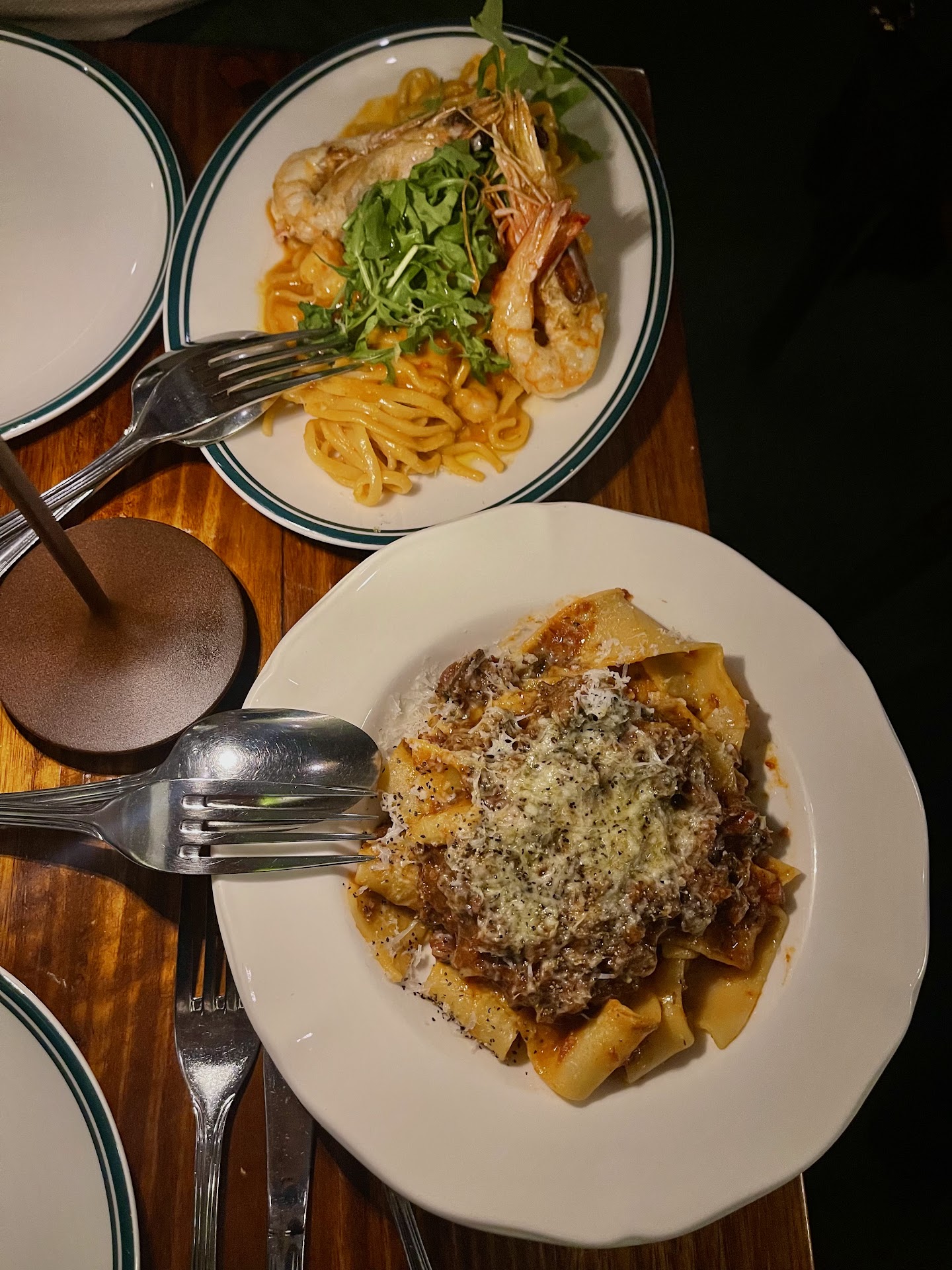 Pasta dishes on the Scala Lane table